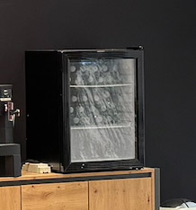 Minikühlschrank schwarz mit Glasfront