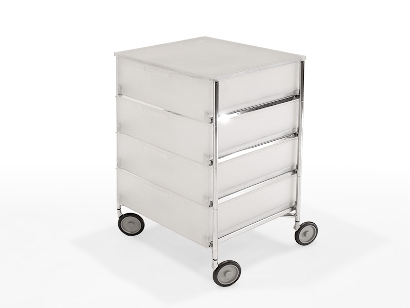 Plexirollwagen mit Schubladen